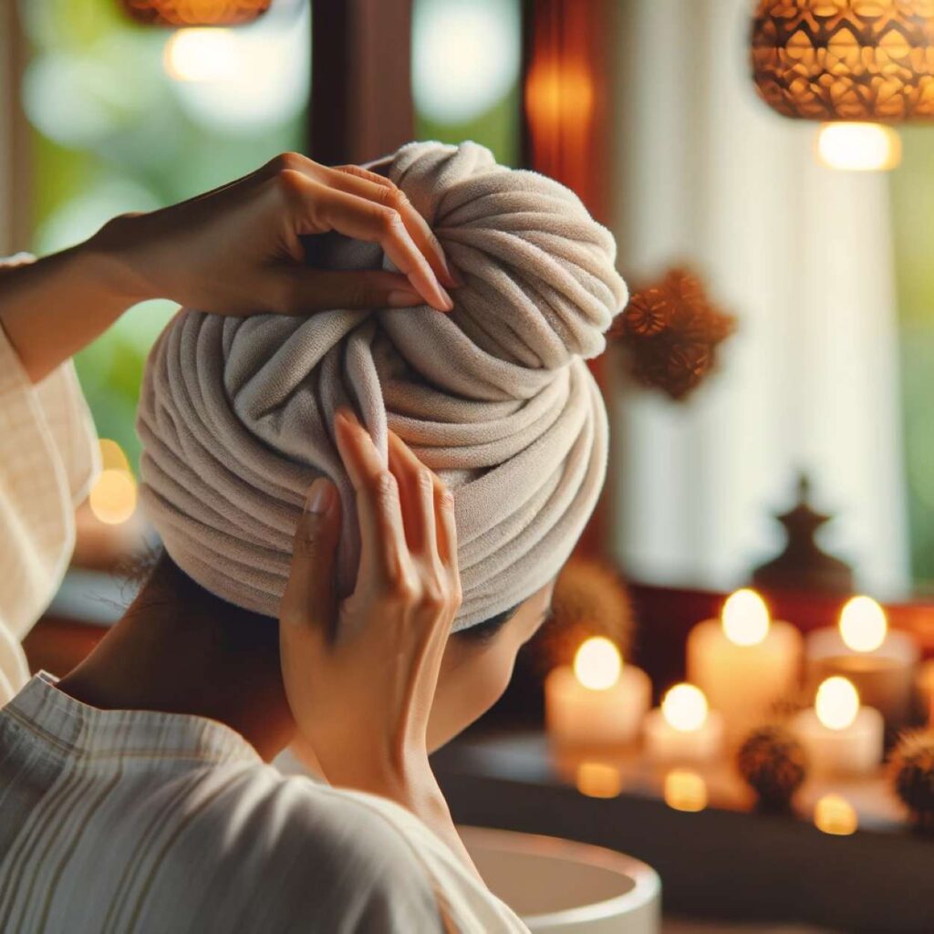 serviette turban sechage cheveux
